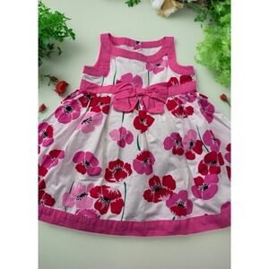 Gymboree Floral Dress W/ Bow 12 18 Months Pink Red White Sleeveless W/ Bloomers